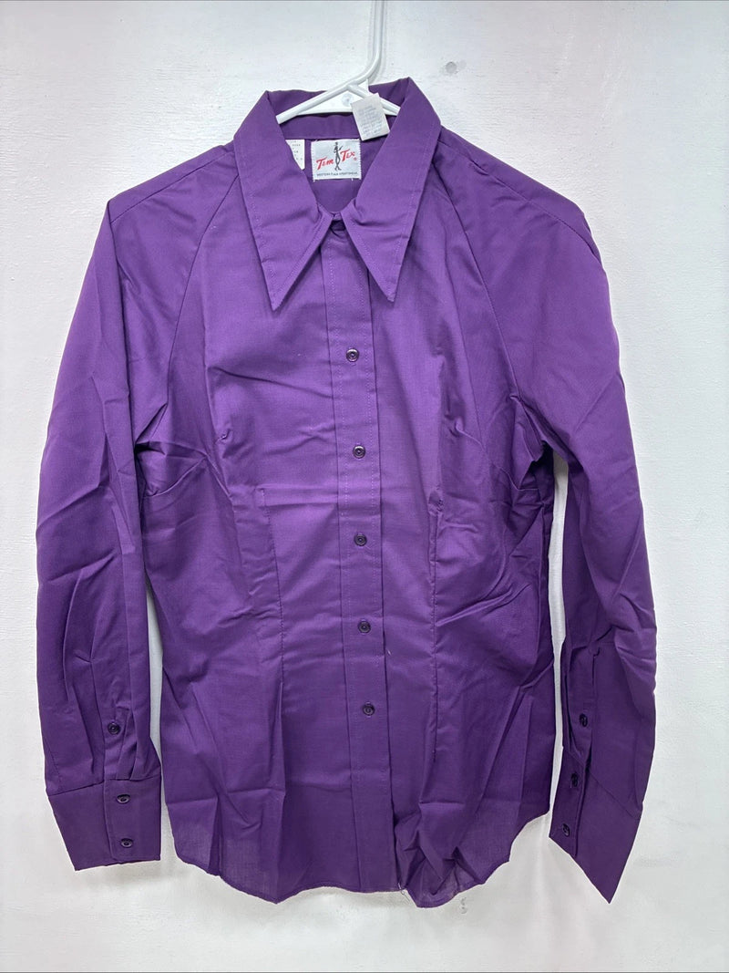 New Women’s Tem Tex Purple Long Sleeve Pearl Snap Size 38 II-21