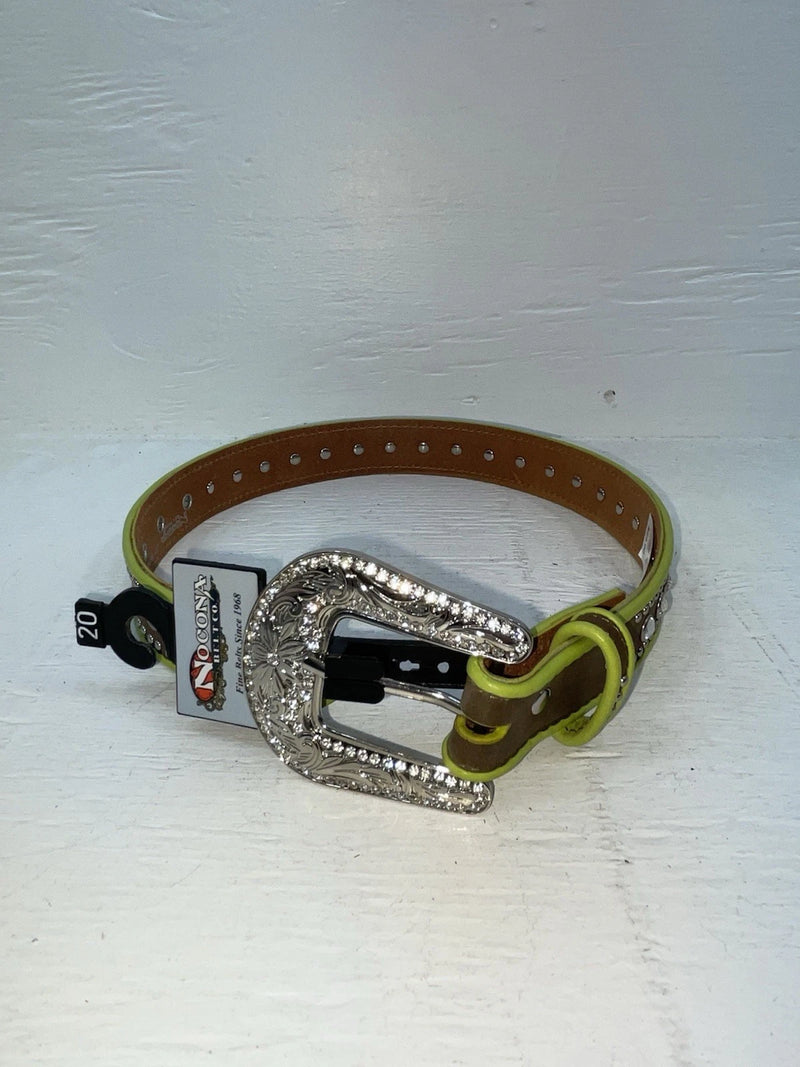 New Brown Genuine Leather Nocona Bling And Green Border 20” Belt #N4410223 NN-82