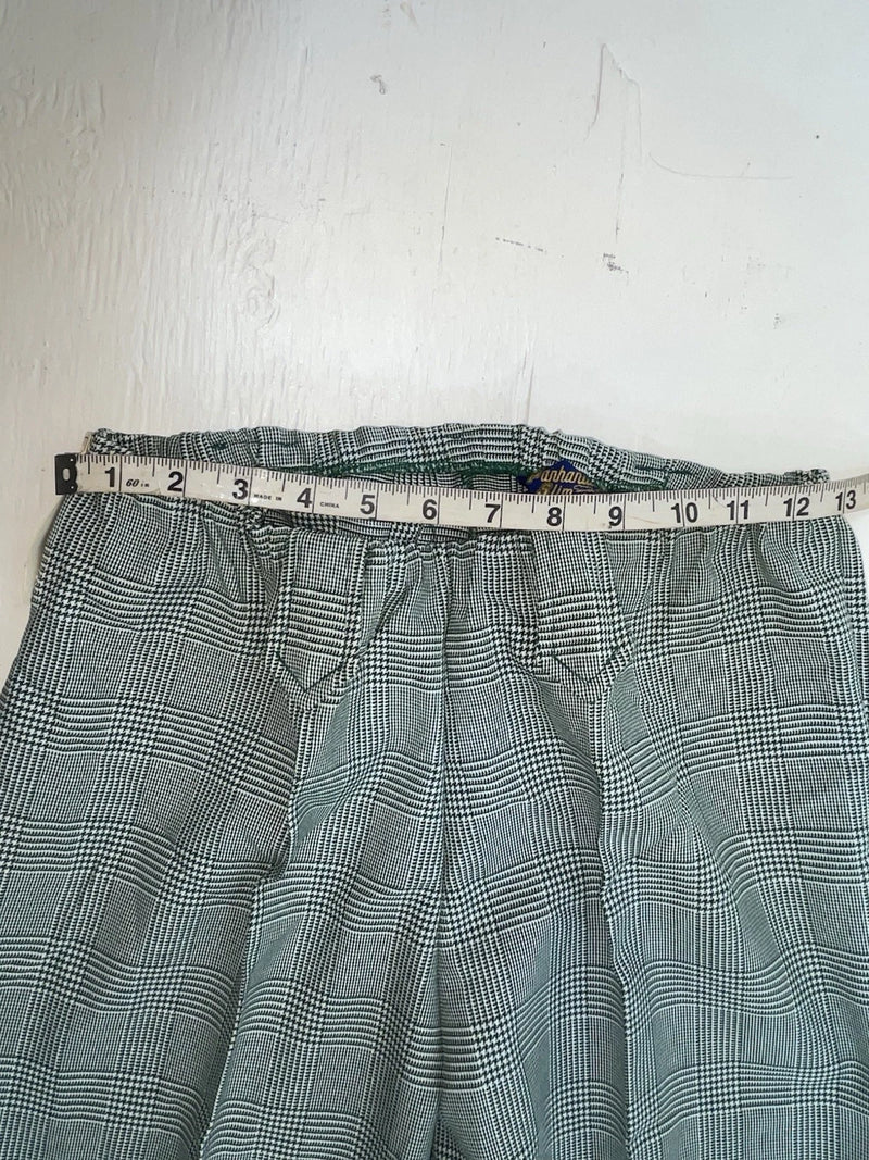 New Vintage Green Plaid Panhandle Slim Polyester Pants #1218 NN-152