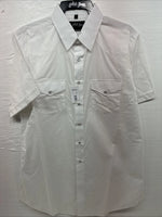 New Men’s White Horse Western White Short Sleeve Pearl Snap Large V-38