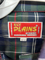New Men’s ELY Plains Green Plaid Long Sleeve Pearl Snap 14.5 Small X-34