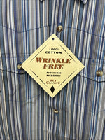 New Kids ELY Classic Blue Stripe Long Sleeve Button Up Small CC-97