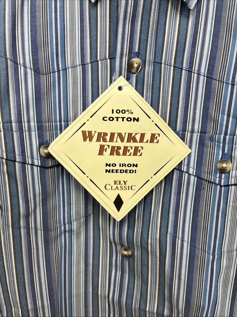 New Kids ELY Classic Blue Stripe Long Sleeve Button Up Small CC-97