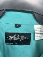 New Men’s White Horse Teal Long Sleeve Pearl Snap XL R-57