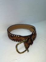 New Blue Genuine Leather Longhorn Tooled 30” Belt #82829 JJ-125