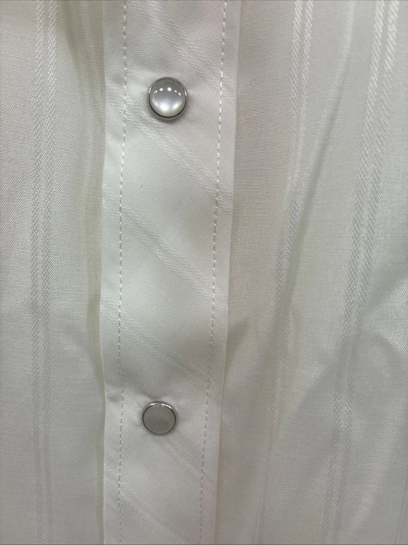 New Men’s White Horse Yellow Stripe Long Sleeve Pearl Snap XL T-77