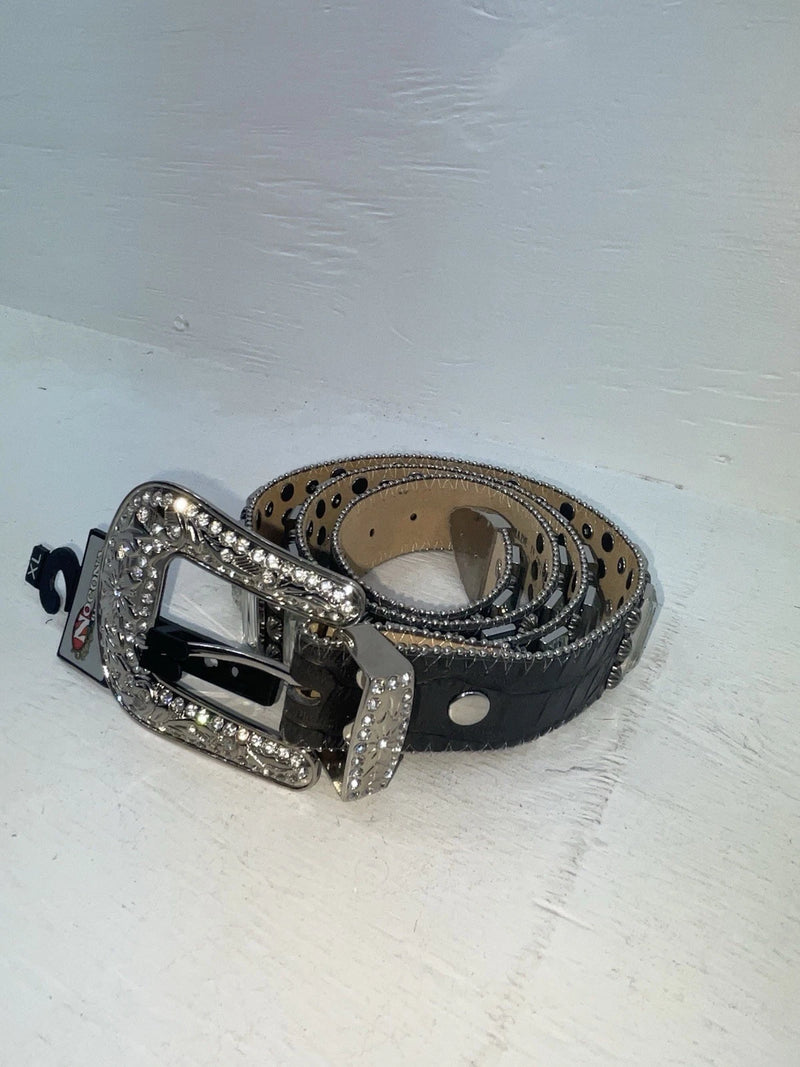 New Black Genuine Leather Nocona Silver Bling XL Belt #N3489201 NN-118