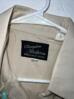 New men’s Cream Champion western Pearl Snap Long Sleeve 15.5 X 34 Medium A-180 