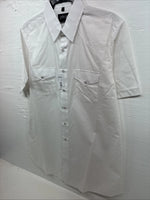 New Men’s White Horse Western White Short Sleeve Pearl Snap Large V-38