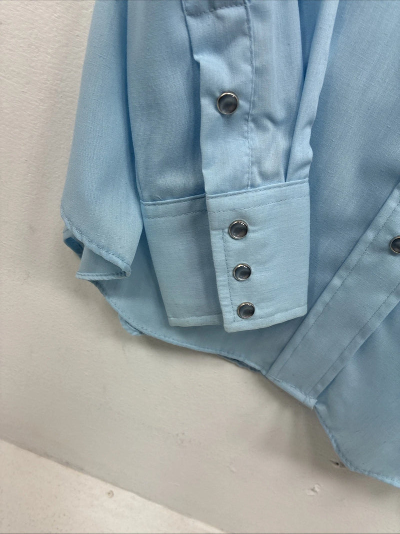 New Women’s Panhandle Slim Blue Long Sleeve Pearl Snap 14 Medium II-72