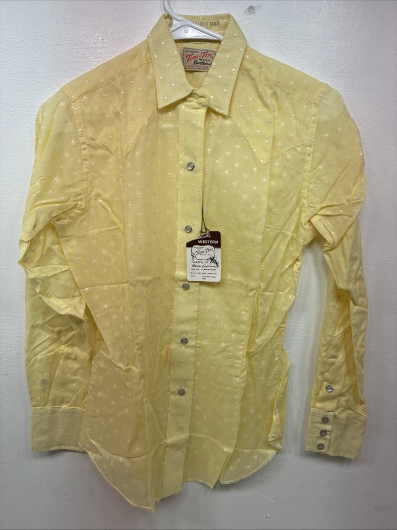 New Women’s Tem Tex Yellow Long Sleeve Pearl Snap Size 12 KK-22
