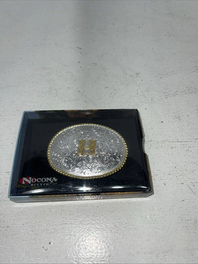New Women’s Nocona Gold Silver “H” Belt Buckle 37572-H A-119