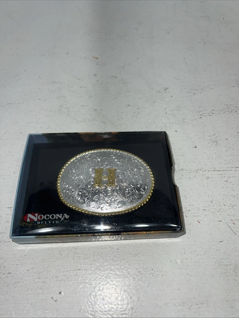 New Women’s Nocona Gold Silver “H” Belt Buckle 37572-H A-119
