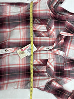New Women’s Cumberland Pink Plaid Design Long Sleeve Pearl Snap Large II-105
