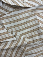 New Men’s Tem Tex Tan White Stripe Long Sleeve Pearl Snap Medium E-74