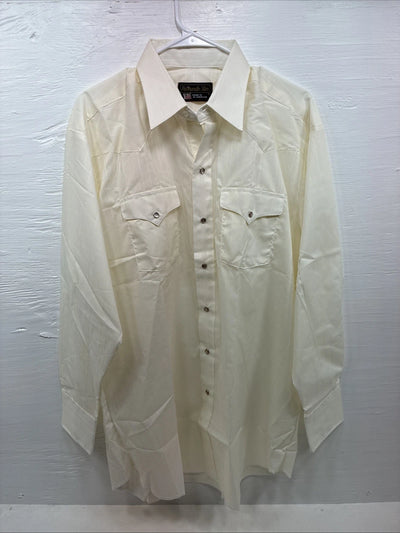 New Men’s Panhandle Slim Yellow Long Sleeve Strip Pearl Snap XL J-47