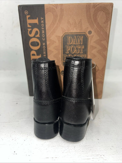 New Infants Black Ostrich Print Lace Up Dan Post Cowboy Boots. 5.5 5 1/2 D. 24-6