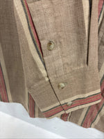 New Men’s Panhandle Slim Brown Red stripe Long Sleeve Button Up Large V-41