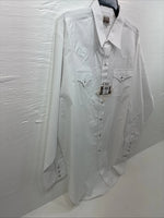 New Men’s ELY Cattleman White Long Sleeve Pearl Snap 19.5 2XL F-56