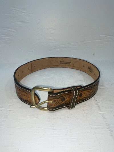 New Brown Genuine Leather Wright Tooled 20” Belt #10235 NN-92
