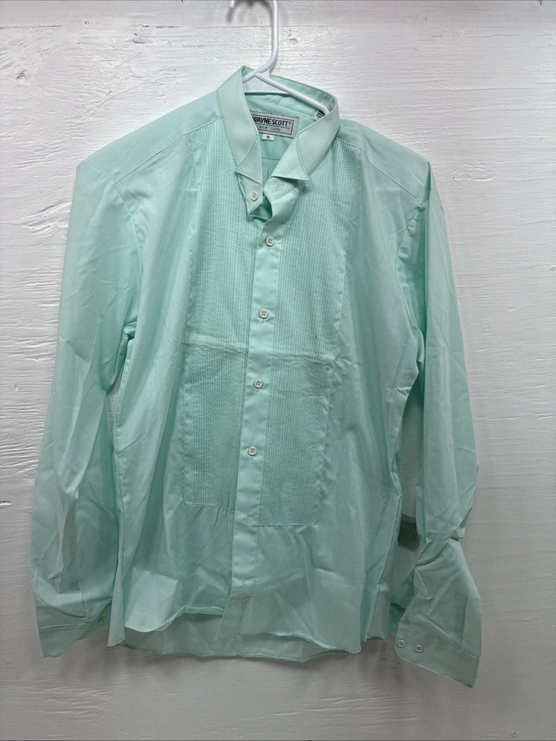 New Wayne Scott Blue Long Sleeve Button Up English Shirt Medium X-84