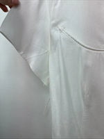New Women’s Denim Jeans White Short Sleeve Button Up Large MM-136