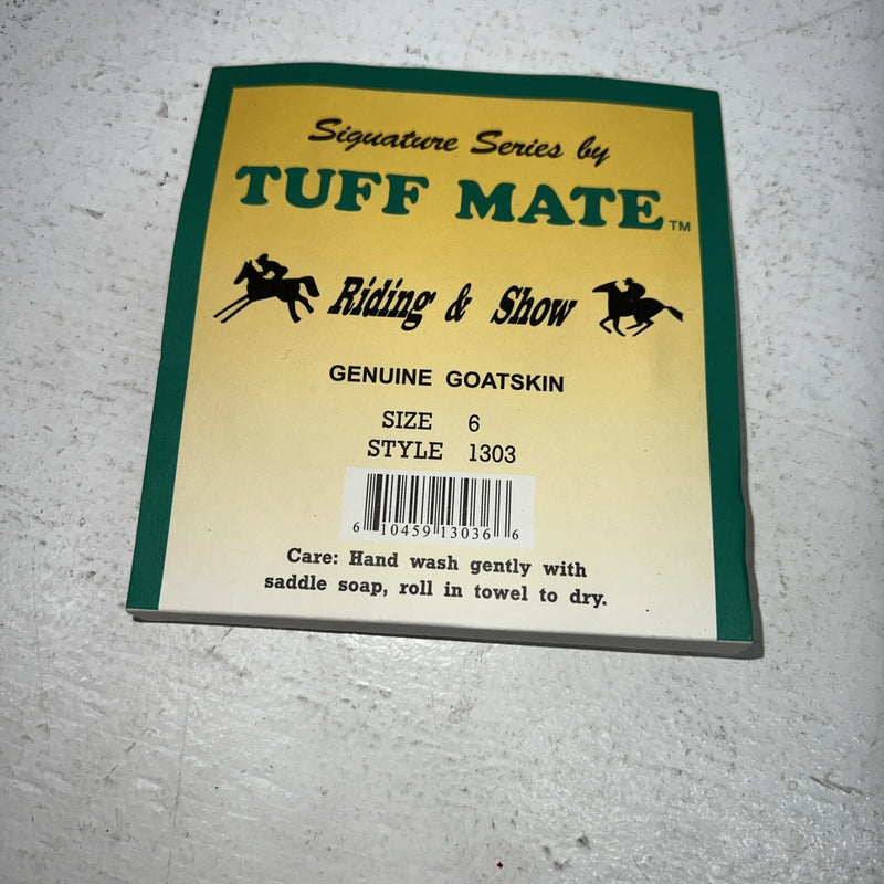 New Tuff Mate Black Riding And Show Leather Gloves Size 6 #1303 E-502