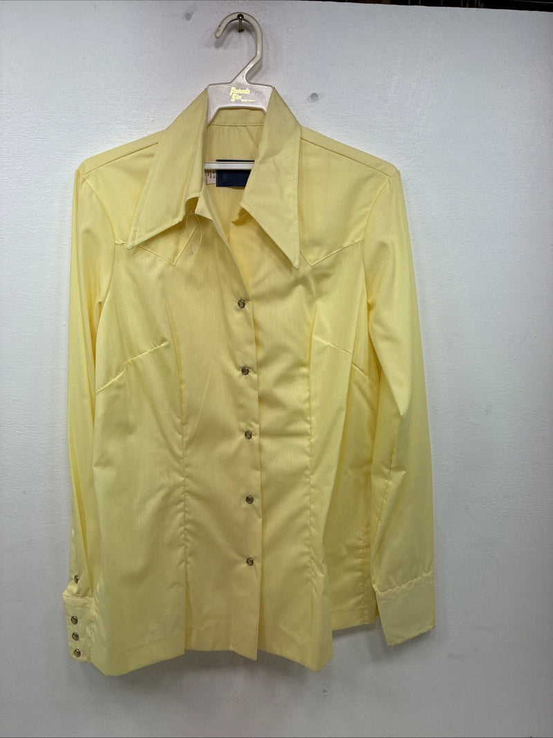 New Women’s Panhandle Slim Yellow Long Sleeve Pearl Snap 14 Medium II-82