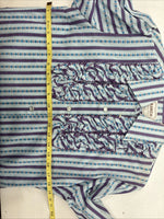 New Women’s Ranch Purple Blue Stripe Long Sleeve Pearl Snap Size 36 MM-19