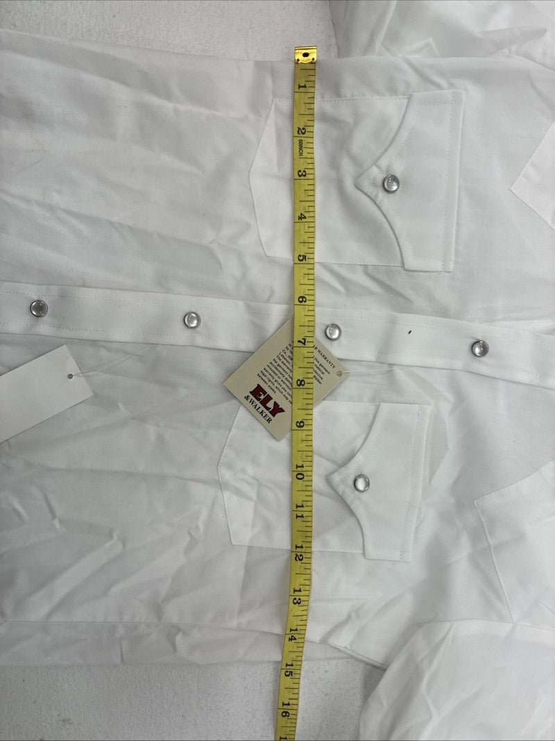 New Boys ELY Cattleman White Long Sleeve Pearl Snap Size 10 DD-80