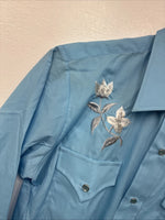 New Women’s Champion Western Blue Design Long Sleeve Pearl Snap 14.5 M KK-30