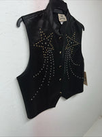 New Women’s 1849 Authentic Ranchwear Black Star Western Show Vest Large L-602