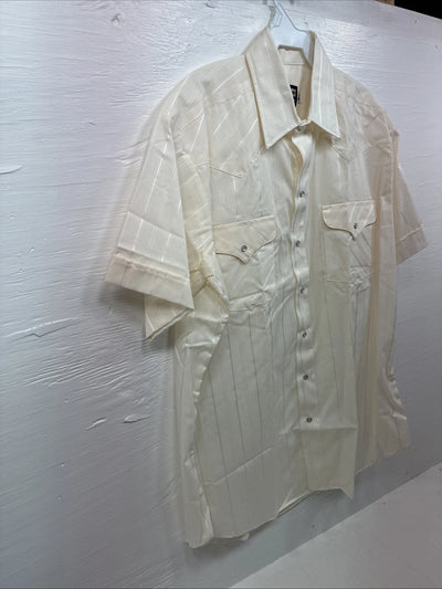 New Men’s Panhandle Slim Yellow Stripe Short Sleeve Pearl Snap 16.5 Large X-40