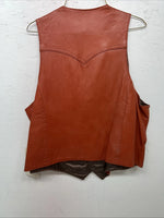 New Men’s Orange Leather Pioneer Wear Vest 46 #10291 L-603