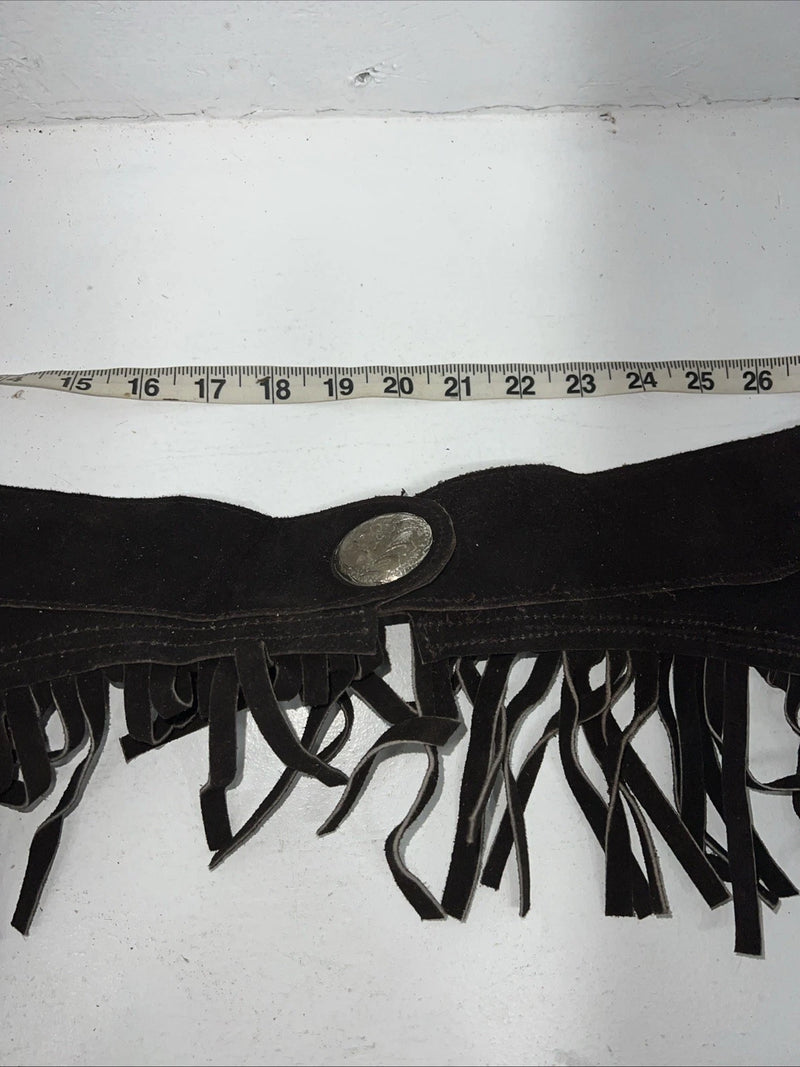NOS Black Royal King Show Chaps With Fringe Adjustable Waist 45” I-76