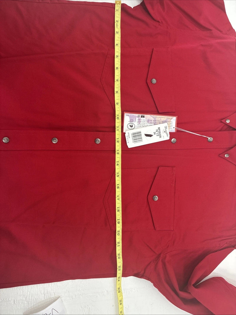 New Men’s Wrangler Red Western Long Sleeve Button Up 16.5 X 34 Large V-61