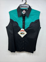 New Women’s Cumberland Blue Black Sleeveless Peals Snap Size Large TT-83