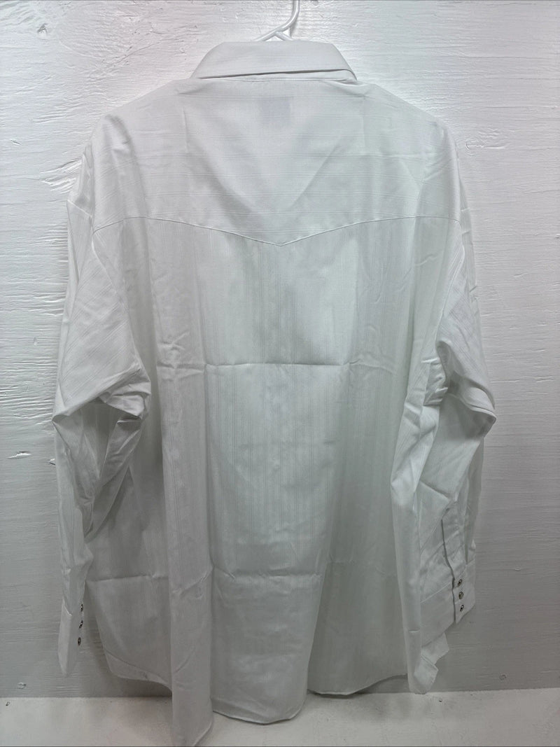 New Men’s ELY Cattleman White Deigned Long Sleeve Pearl Snap 20.5 4XL X-108