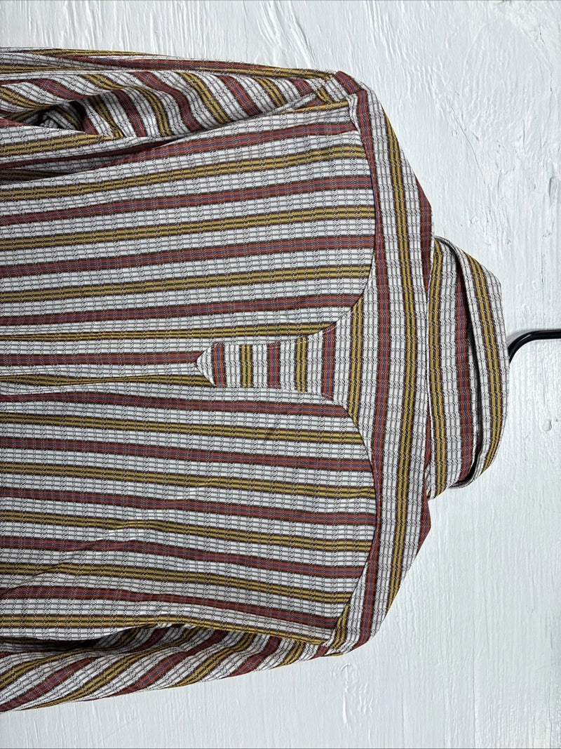 New Men’s Rock mount Multicolor Stripe Long Sleeve Pearl Snap 15.5 Medium AA-71