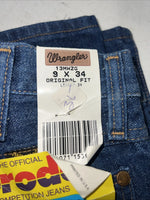New Women’s Wrangler Original For Pro Rodeo Cowboy Cute Denim Jeans. 9x34 B-13