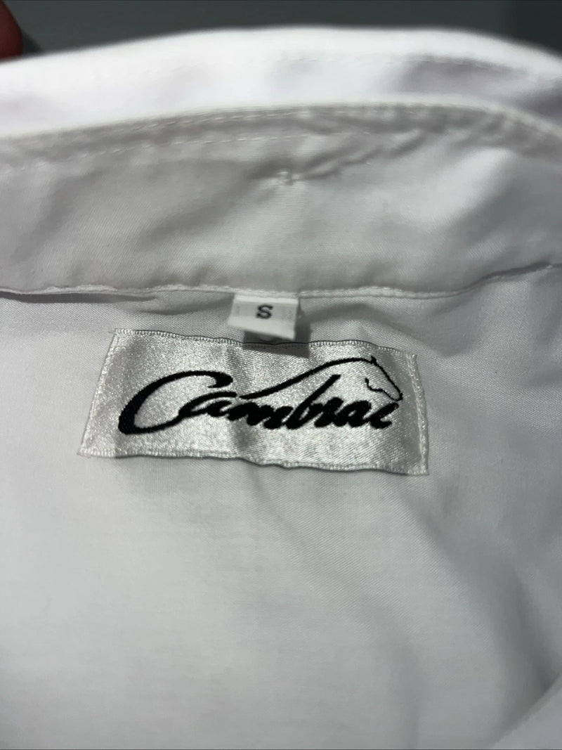 New Men’s White Cambrai Short Sleeve English Riding Shirt. Small G-37