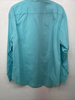New Women’s Blue Western Collection English Long Sleeve Button Up Shirt 14 3B-76
