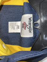 New Men’s Wrangler Yellow PBR Long Sleeve Button Up Small A-199