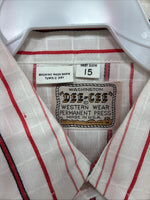 New Men’s Dee-Cee Red Stripe Short Sleeve Pearl Snap 15 Medium AA-120
