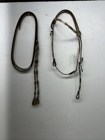 New Congress Leather Beads Browband Headstall #6855 U-29
