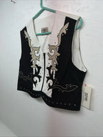 New Women’s 1849 Authentic Ranchwear White Black Show Vest Large E-604