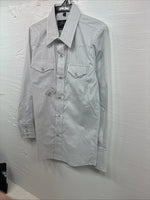 New Kids White Horse Gray Stripe Long Sleeve Pearl Snap Large DD-56