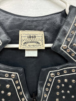 New Women’s 1848 RanchWear Black Rhinestone Sleeveless Vest Zip Up Large YY-37
