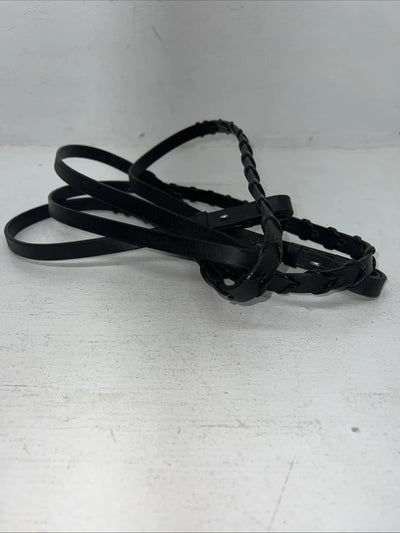New Silver Fox Black Genuine Leather Braided 60” English Reins #20-8578-2 Y-21