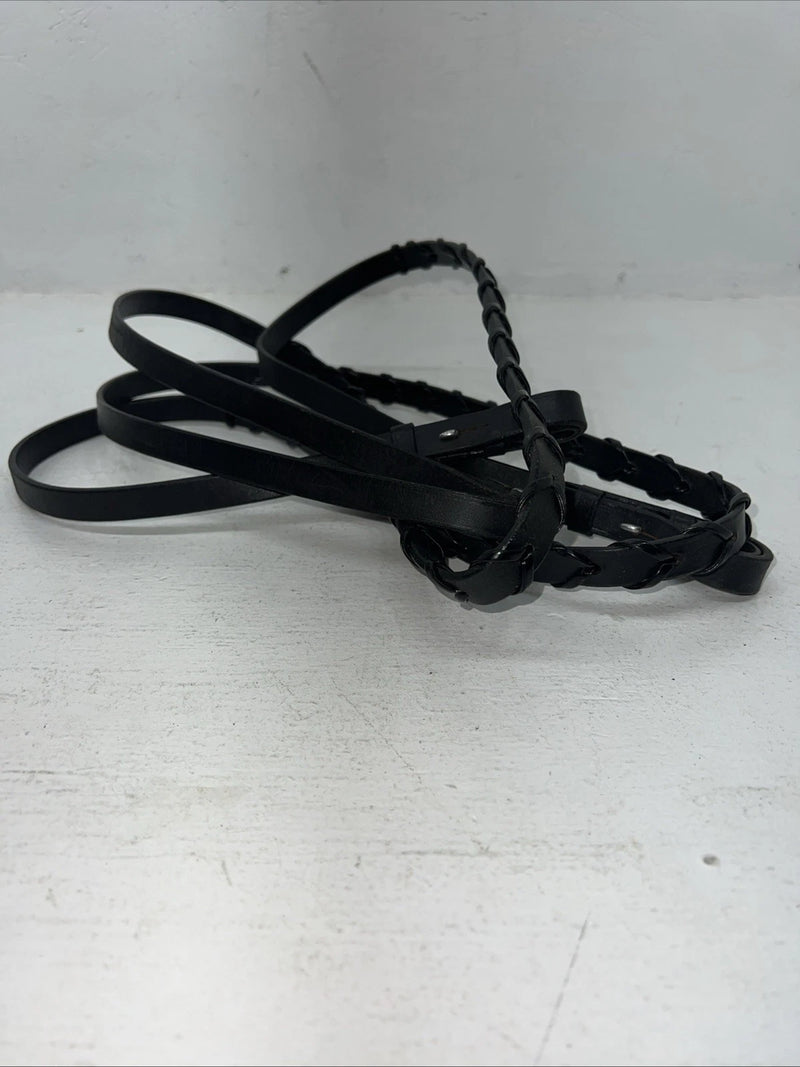 New Silver Fox Black Genuine Leather Braided 60” English Reins #20-8578-2 Y-21